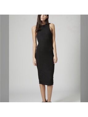 Topshop Sleeveless Black Midi Bodycon Dress - Women